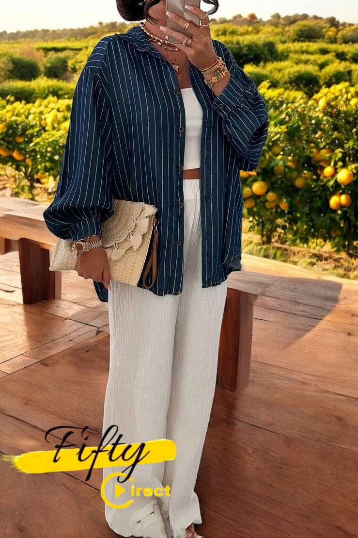 Chemise rayée oversize – Élégance décontractée