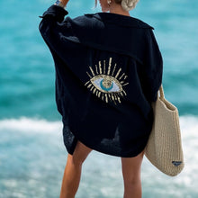 Charger l&#39;image dans la galerie, Tunique Oversize en Gaz de Coton avec Broderie Œil – Confort &amp; Style Estival

