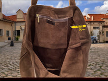 Charger l&#39;image dans la galerie, Sac cabas en cuir avec bandes pailletées
