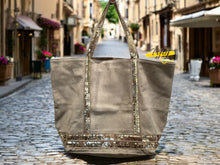 Charger l&#39;image dans la galerie, Sac cabas en cuir avec bandes pailletées
