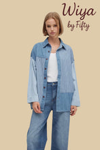 Charger l&#39;image dans la galerie, Chemise patchwork rayée en denim
