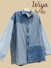Charger l&#39;image dans la galerie, Chemise patchwork rayée en denim
