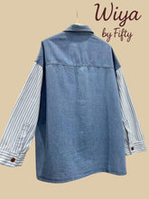 Charger l&#39;image dans la galerie, Chemise patchwork rayée en denim
