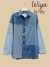 Charger l&#39;image dans la galerie, Chemise patchwork rayée en denim
