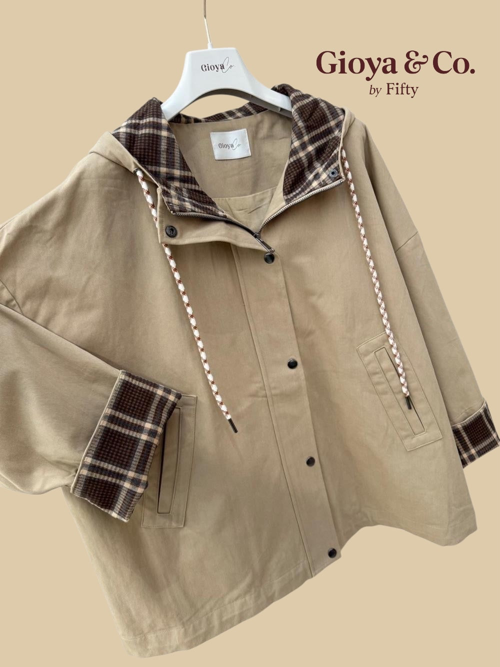 Veste à capuche doublée tartan
