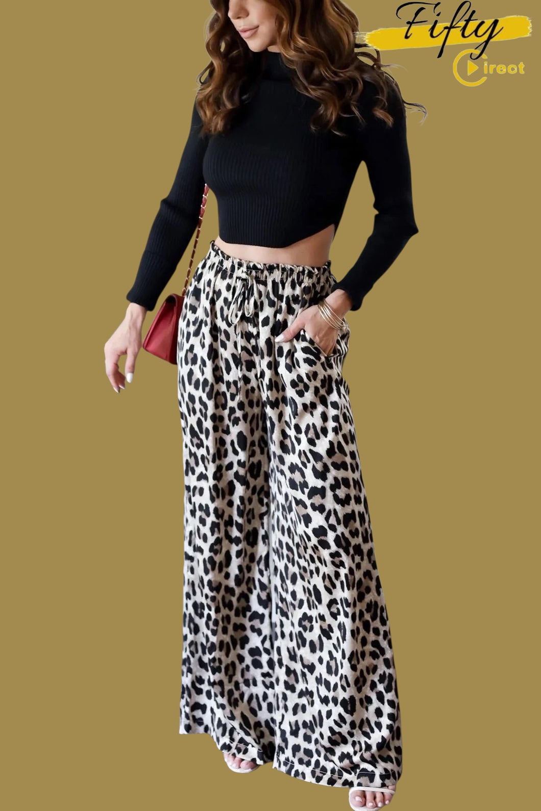 Pantalon large imprimé léopard