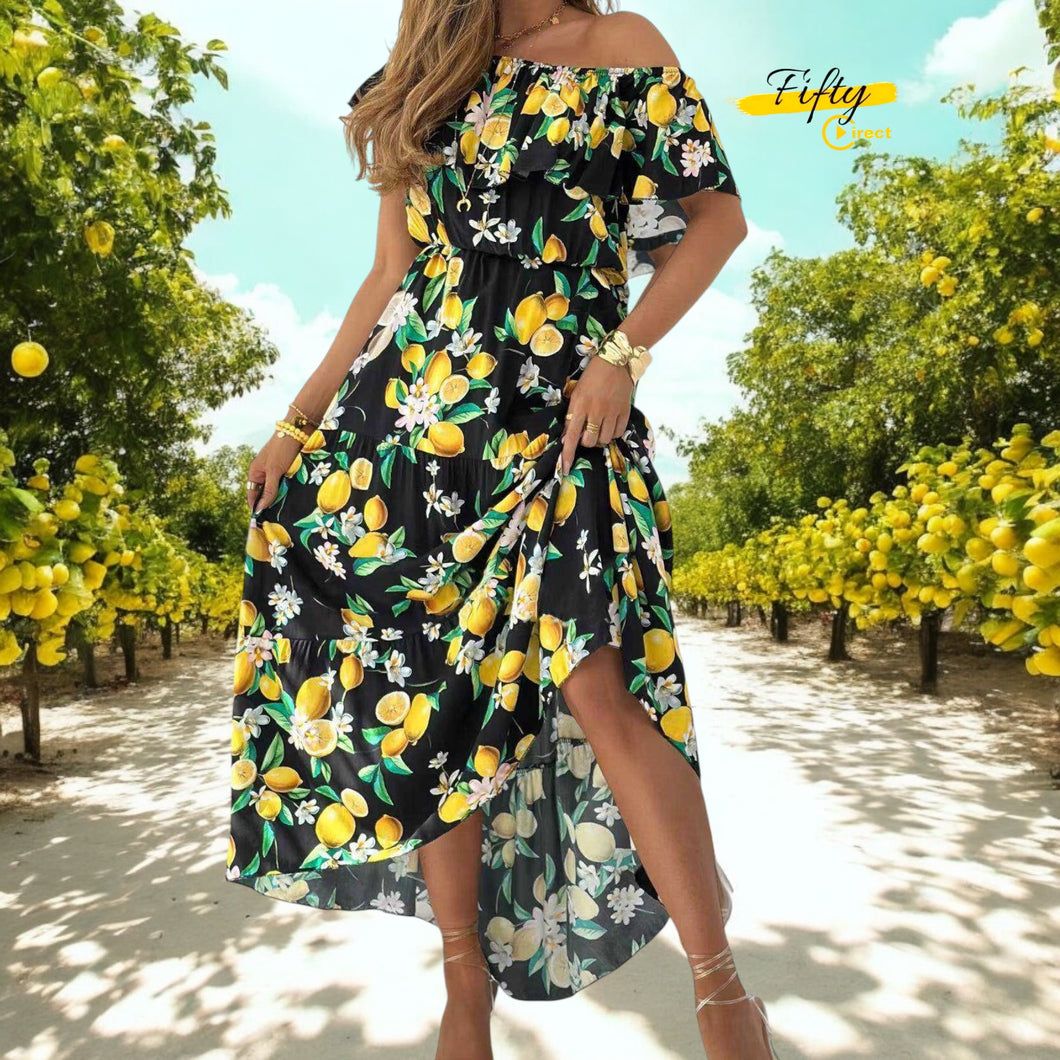 Robe bustier imprimé citron – Esprit estival et allure féminine